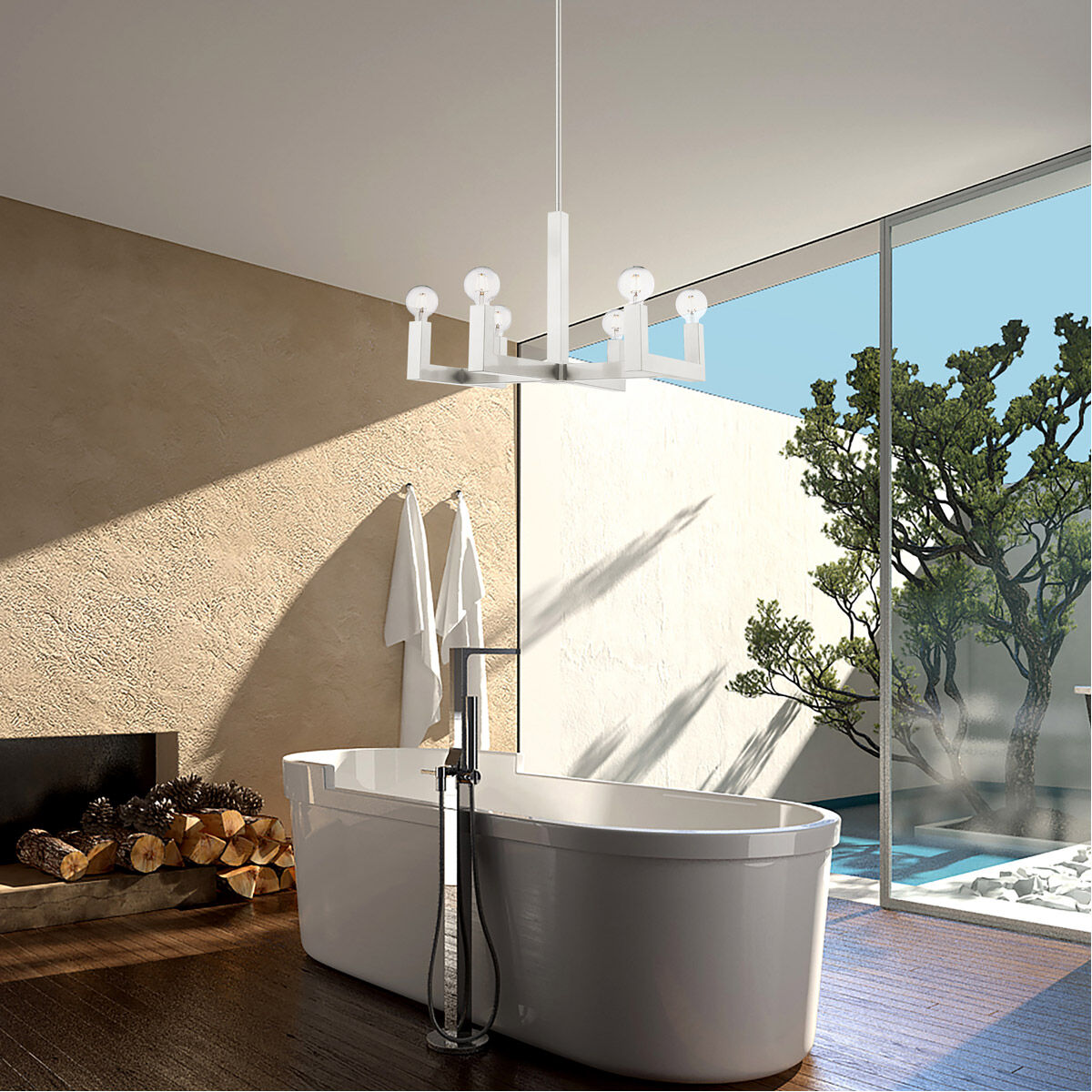 Solna 6 Light 24 inch Brushed Nickel Chandelier Ceiling Light