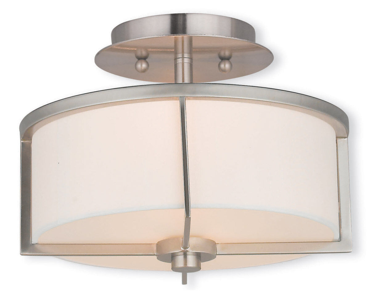 Wesley 2 Light 11 inch Brushed Nickel Semi-Flush Mount Ceiling Light