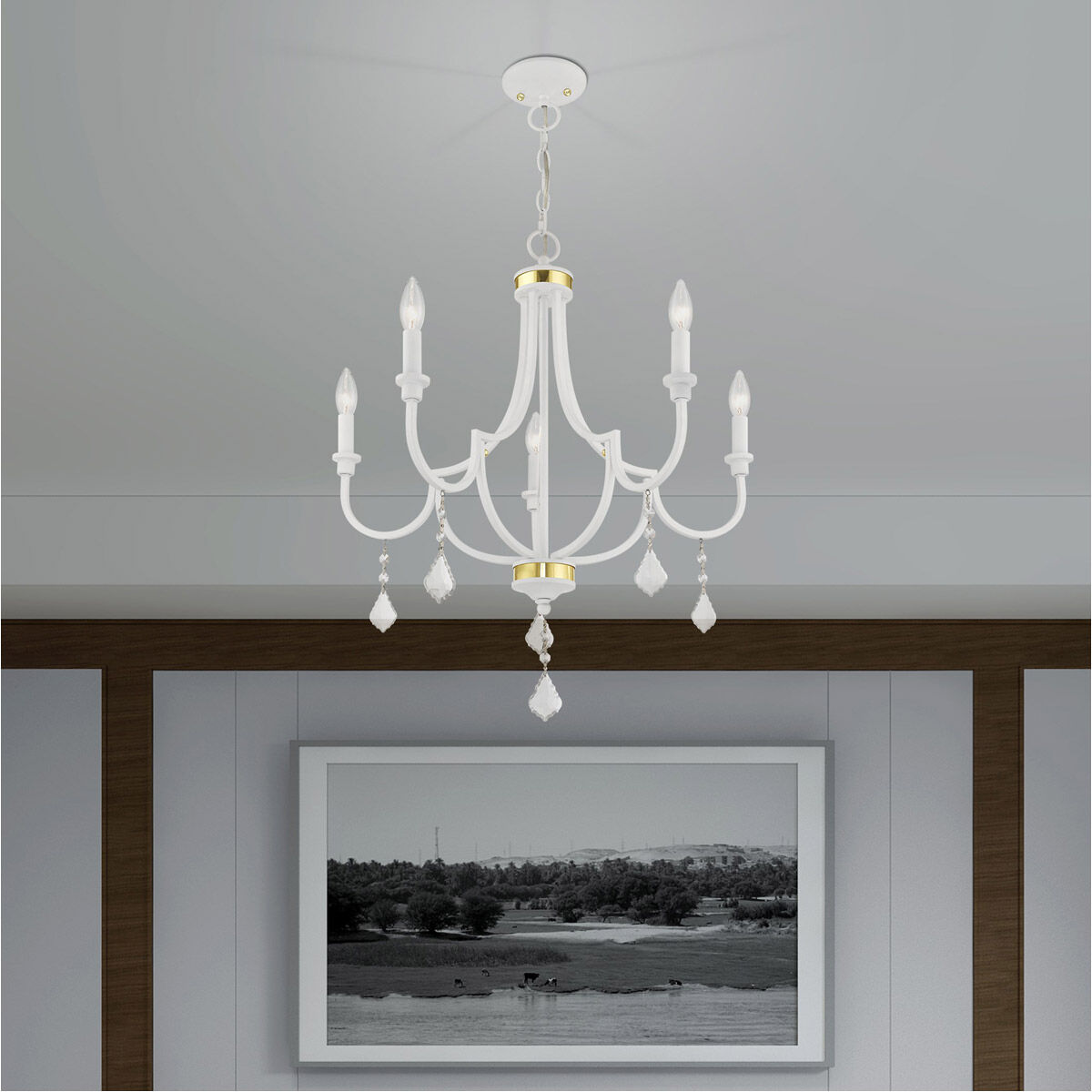 Glendale 5 Light 24.5 inch White Chandelier Ceiling Light