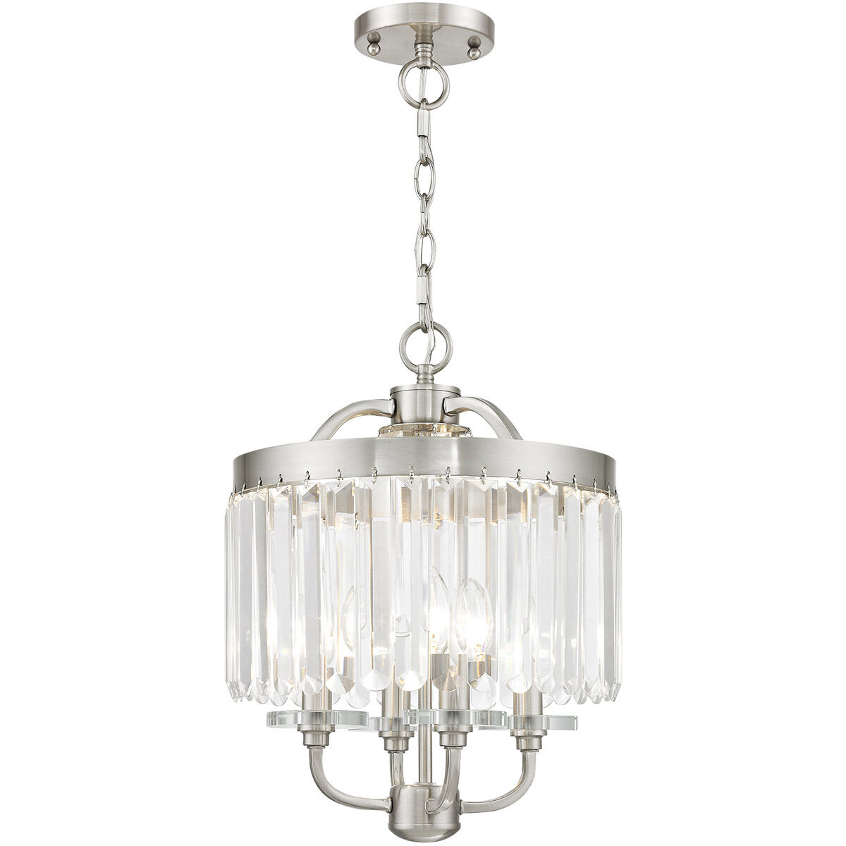 Ashton 4 Light 13 inch Brushed Nickel Convertible Mini Chandelier/Ceiling Mount Ceiling Light