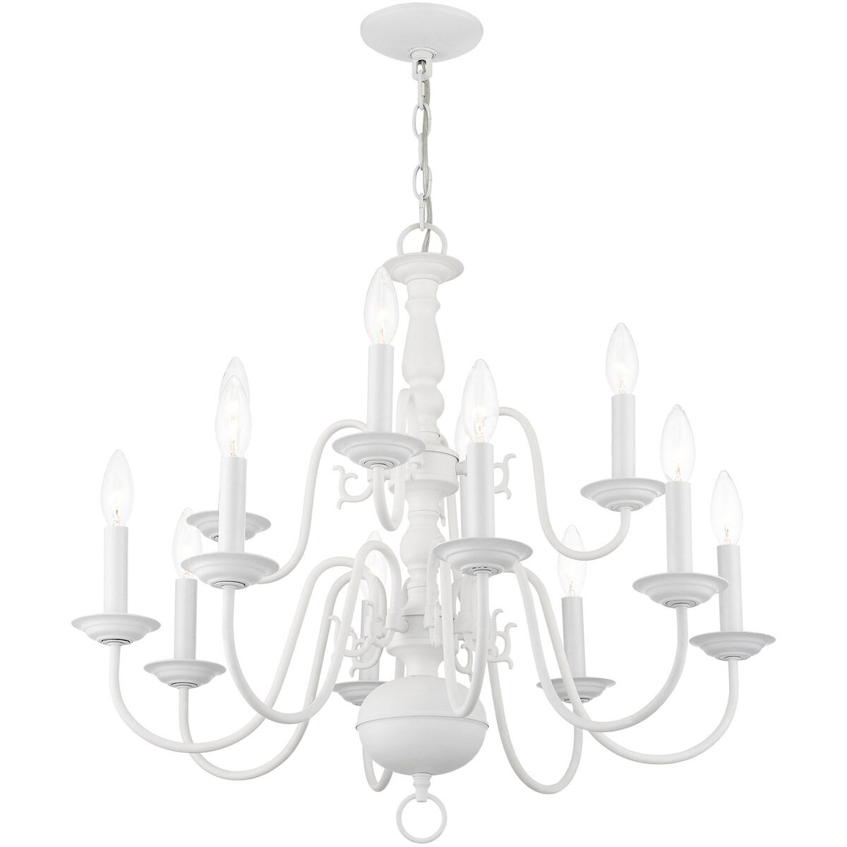 Williamsburg 12 Light 26 inch White Chandelier Ceiling Light
