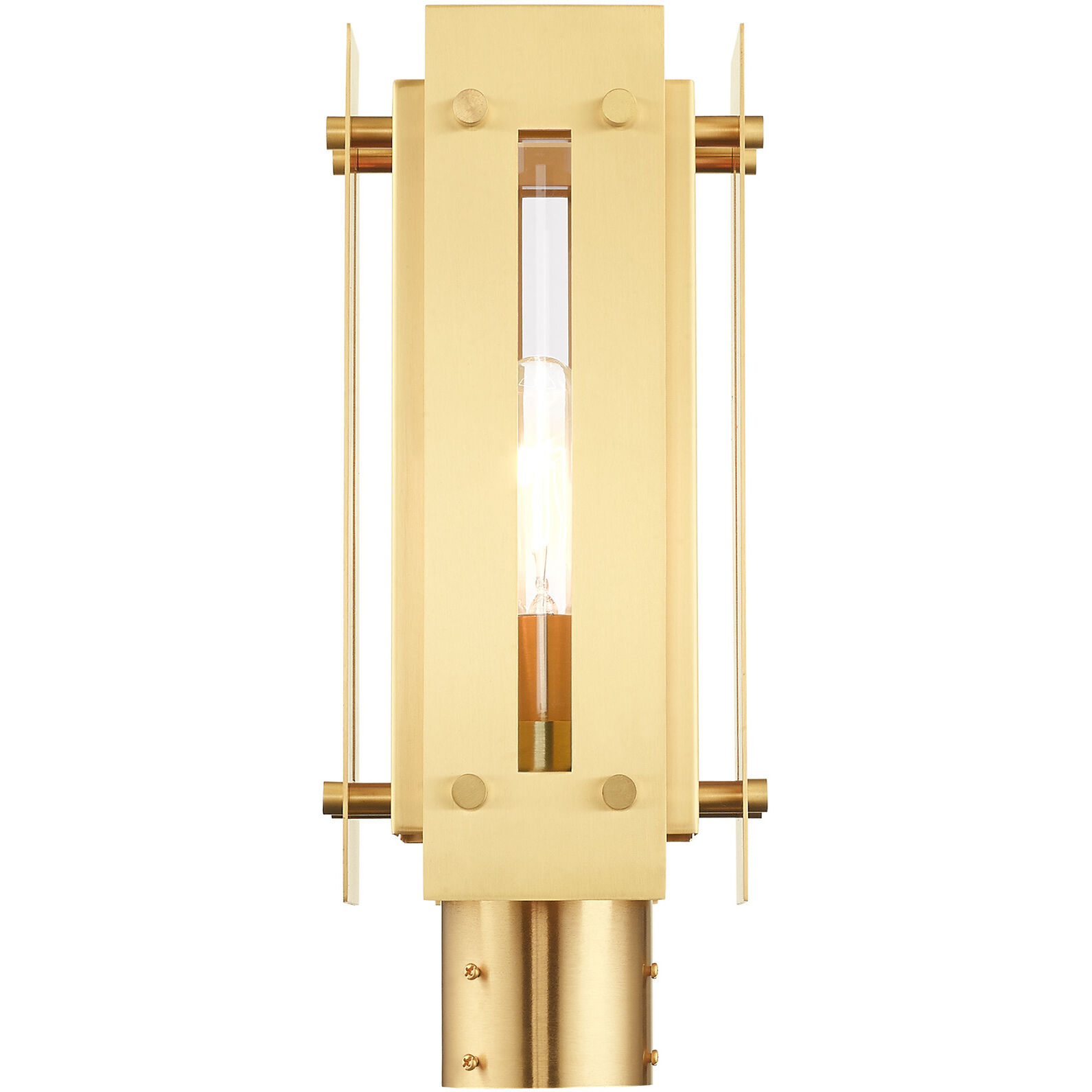 Utrecht 1 Light 16 inch Satin Brass Outdoor Post Top Lantern