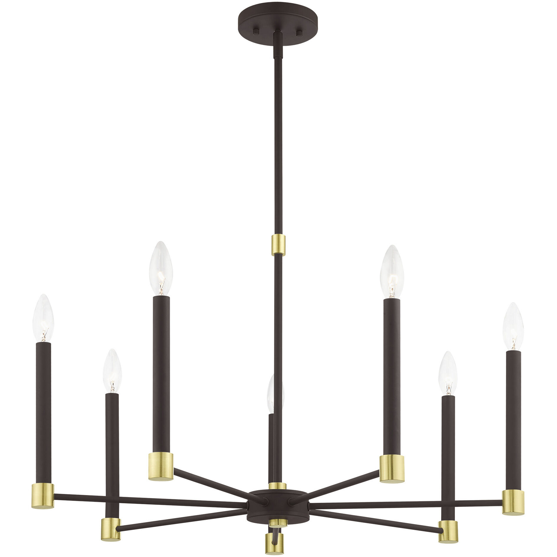 Karlstad 7 Light 28 inch Bronze with Satin Brass Accents Chandelier Ceiling Light