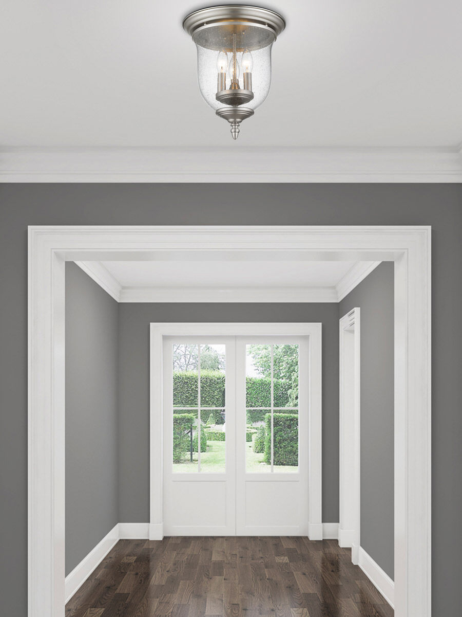 Legacy 3 Light 12 inch Brushed Nickel Flush Mount Ceiling Light