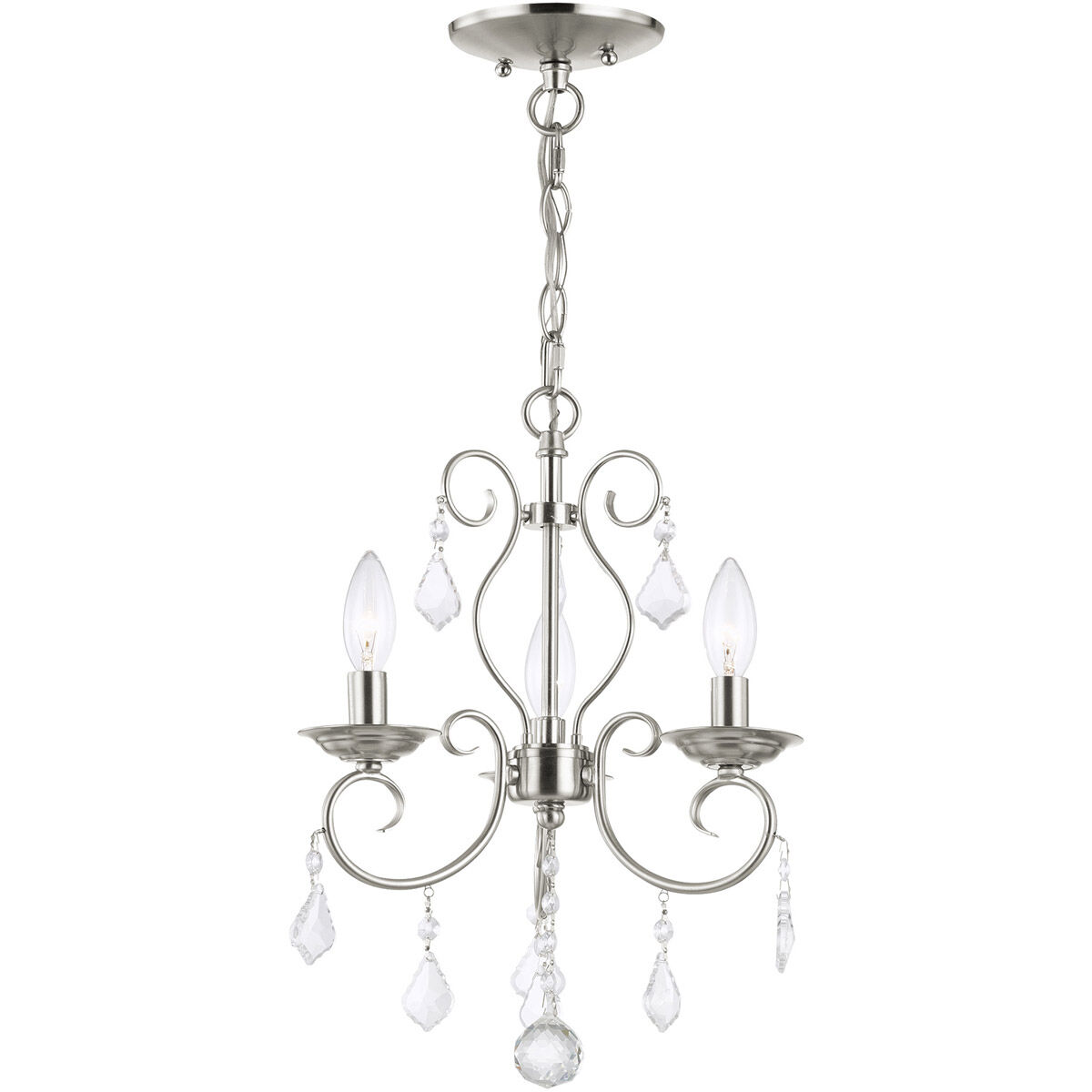 Donatella 3 Light 12 inch Brushed Nickel Convertible Mini Chandelier/Ceiling Mount Ceiling Light