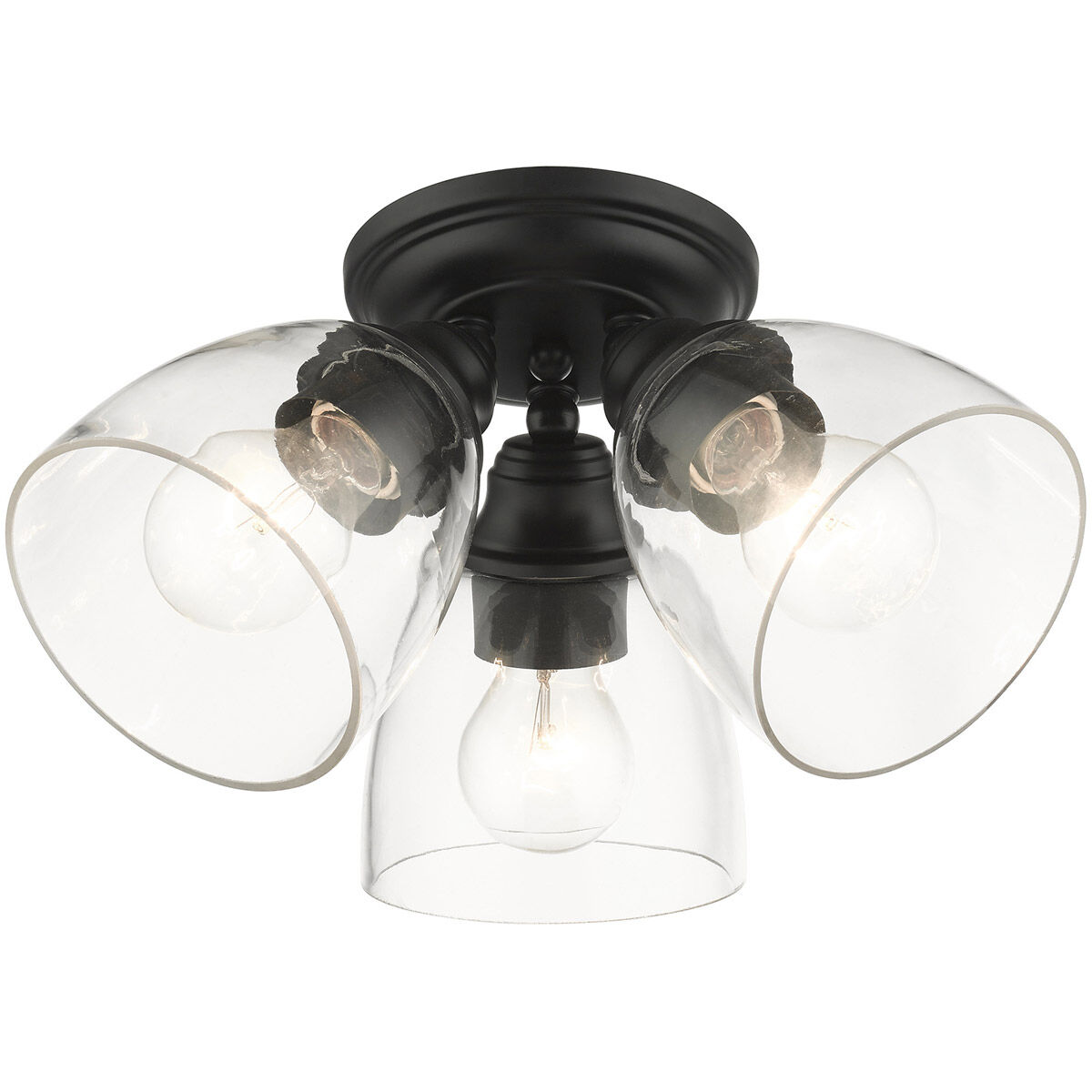 Montgomery 3 Light 14 inch Black Flush Mount Ceiling Light