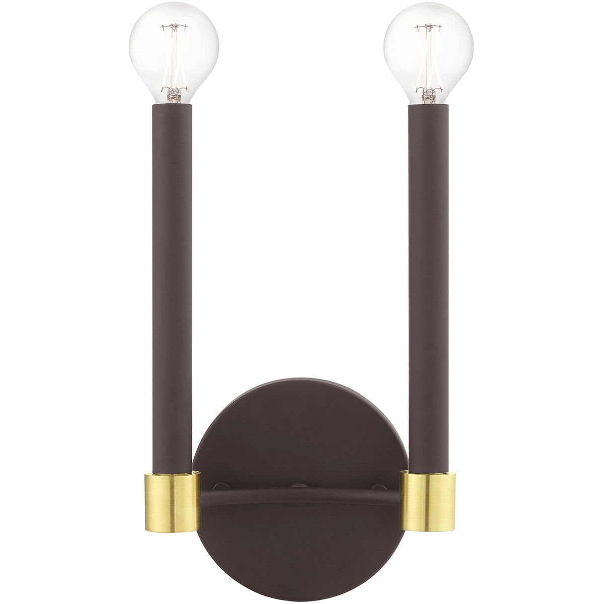 Karlstad 2 Light 7 inch Bronze with Satin Brass Accents ADA Sconce Wall Light