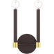 Karlstad 2 Light 7 inch Bronze with Satin Brass Accents ADA Sconce Wall Light