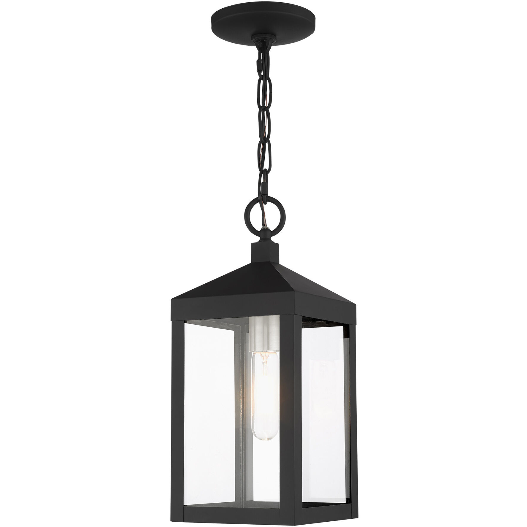 Nyack 1 Light 6 inch Black with Brushed Nickel Cluster Outdoor Pendant Lantern