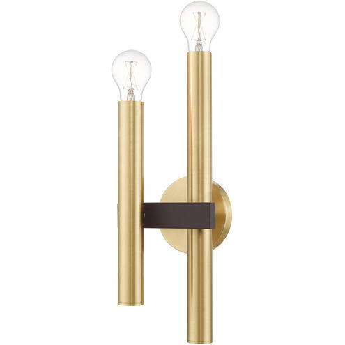 Helsinki 2 Light 7 inch Satin Brass with Bronze Accents Sconce Wall Light