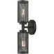 Industro 2 Light 5 inch Black with Brushed Nickel Accents Sconce Wall Light