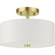 Meridian 2 Light 11 inch Satin Brass Semi Flush Ceiling Light 