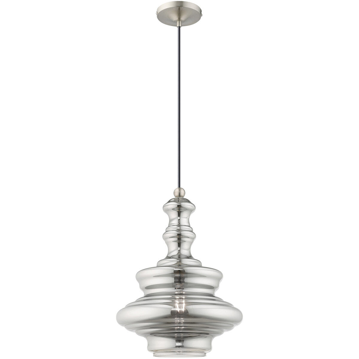 Art Glass 1 Light 12 inch Brushed Nickel Mini Pendant Ceiling Light