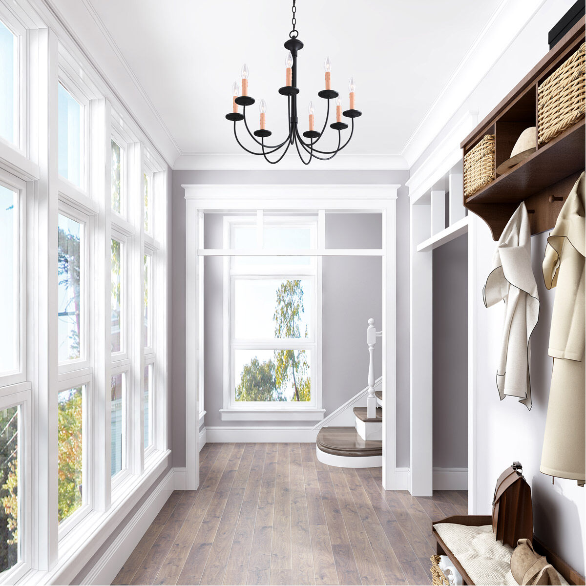 Heritage 8 Light 24 inch Black Chandelier Ceiling Light