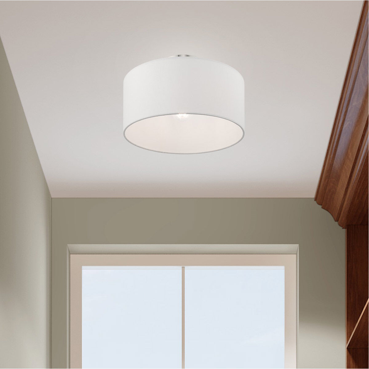 Clark 1 Light 13 inch Brushed Nickel Semi-Flush Mount Ceiling Light