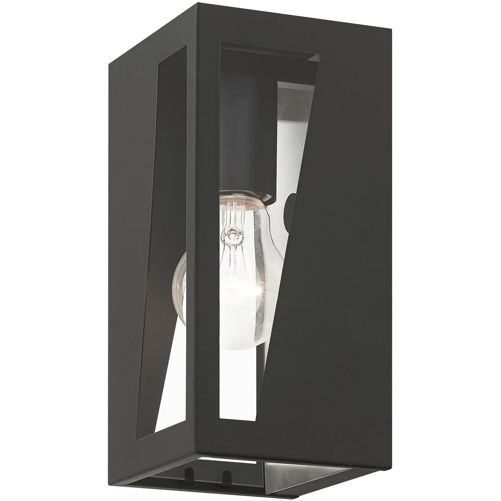 Forsyth 1 Light 8.5 inch Black with Brushed Nickel Stainless Steel Outdoor Wall Lantern, Small