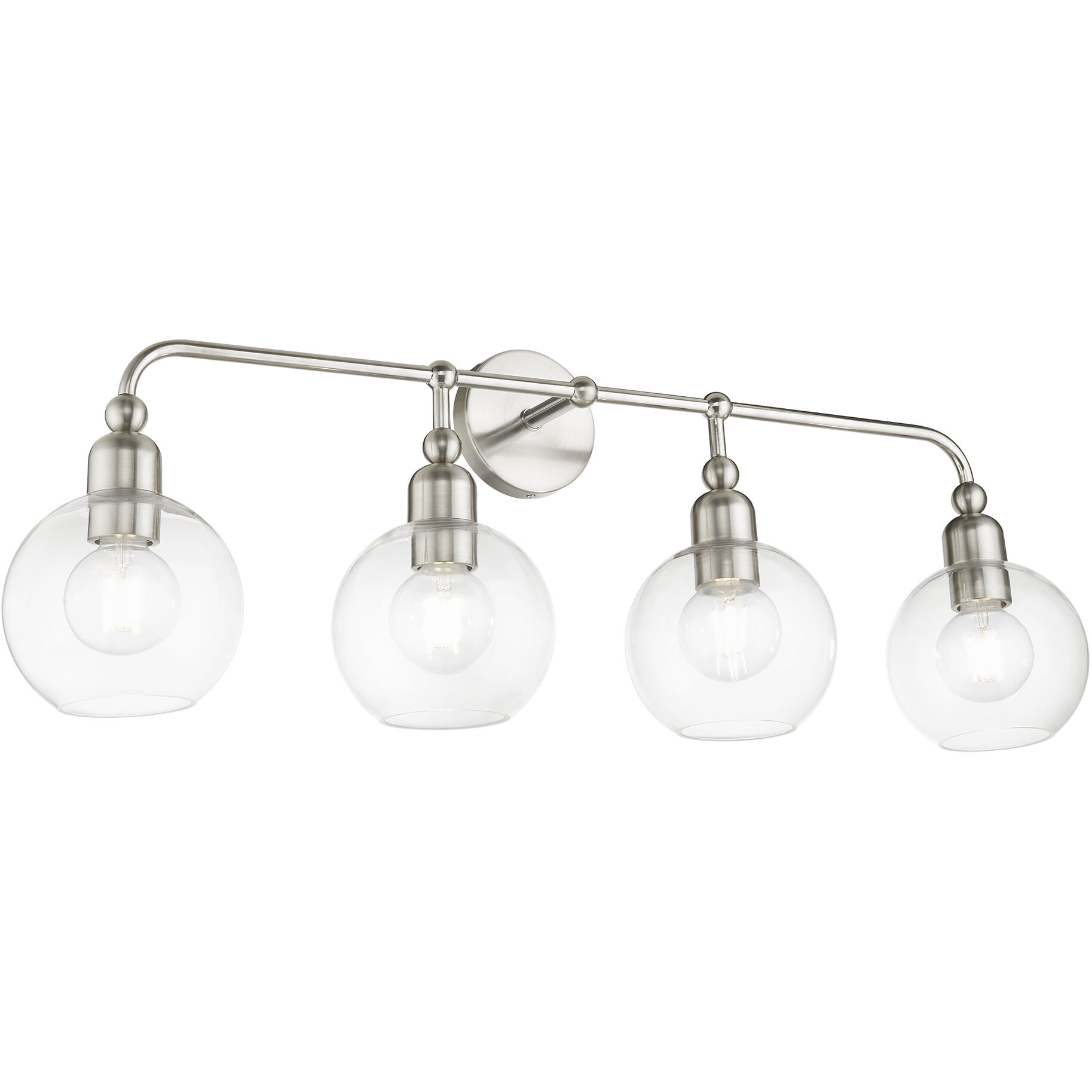 Downtown 4 Light 36 inch Brushed Nickel Vanity Sconce Wall Light, Large, Sphere