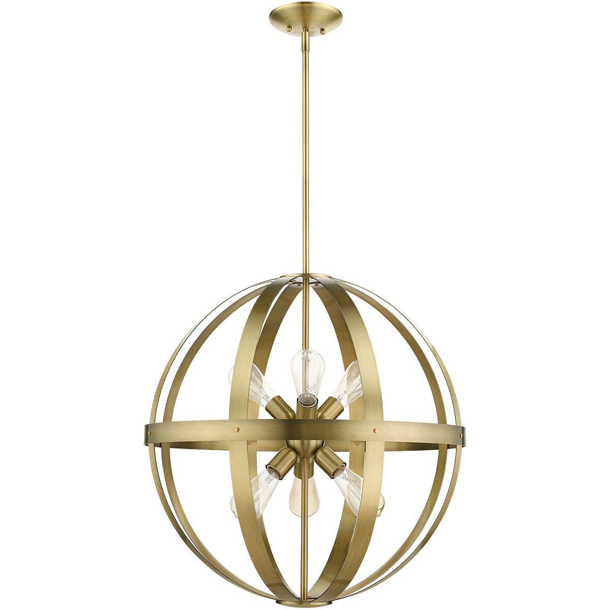 Stoneridge 6 Light 24 inch Antique Brass Pendant Chandelier Ceiling Light