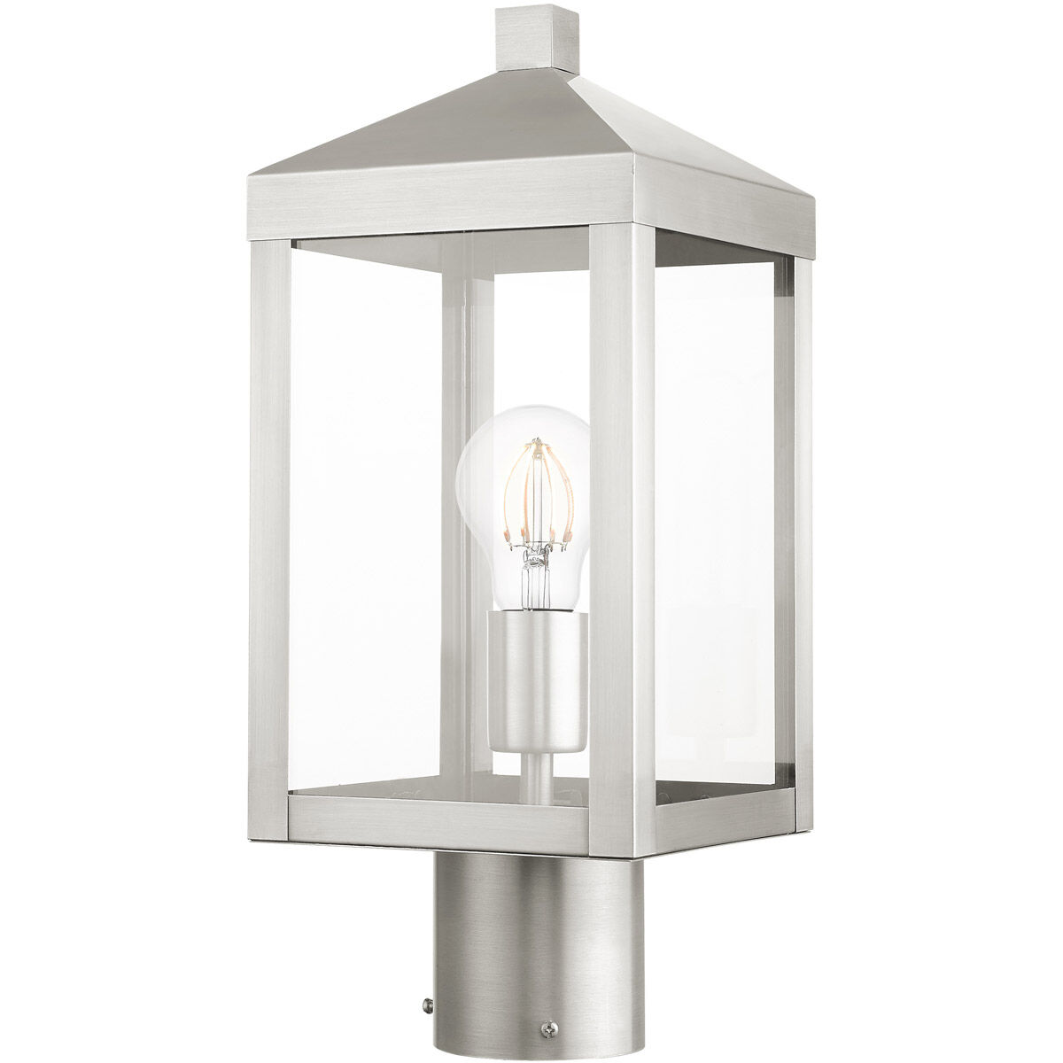 Nyack 1 Light 15 inch Brushed Nickel Outdoor Post Top Lantern