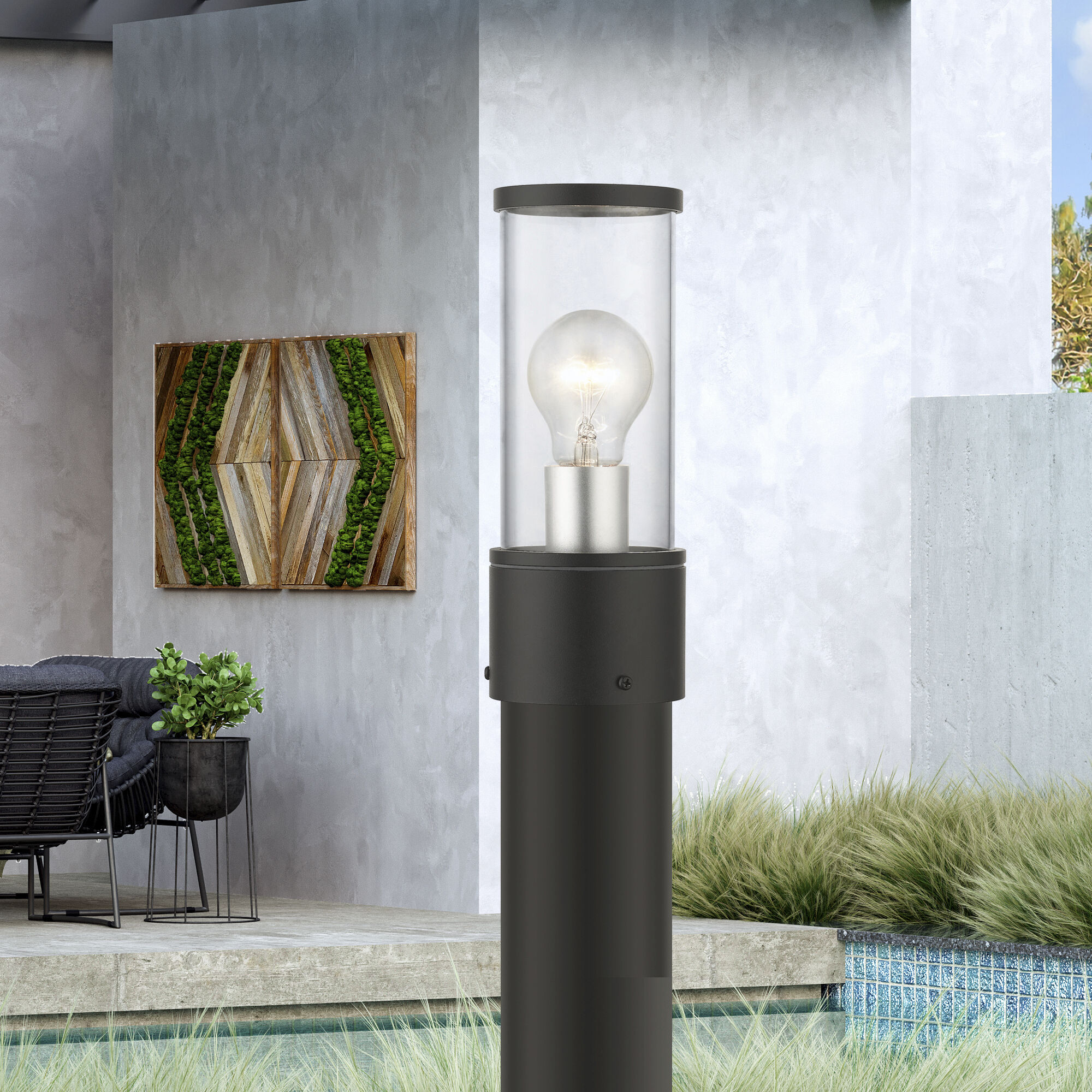 Atlantic 1 Light 9.25 inch Textured Black with Antique Silver Finish Accents Outdoor Small Post Top Lantern