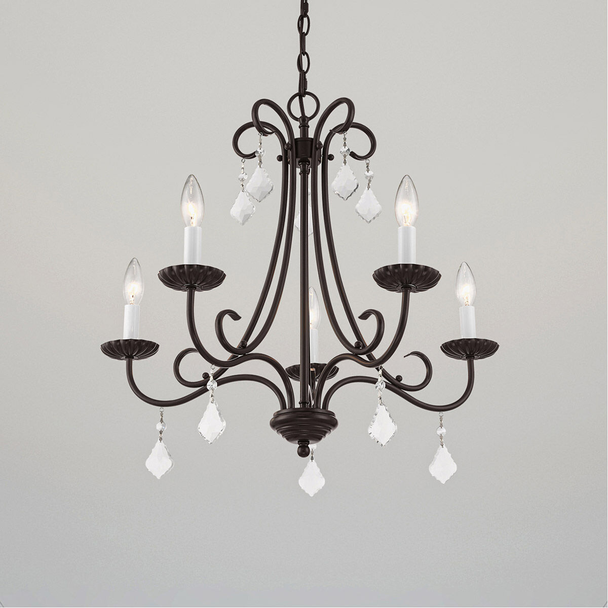 Daphne 5 Light 24.75 inch English Bronze Chandelier Ceiling Light