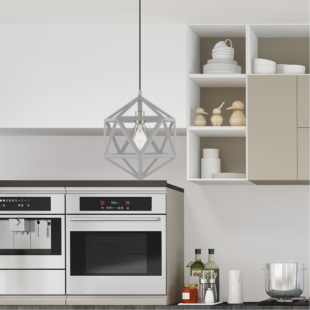 Geometric 1 Light 13 inch Nordic Gray Mini Pendant Ceiling Light