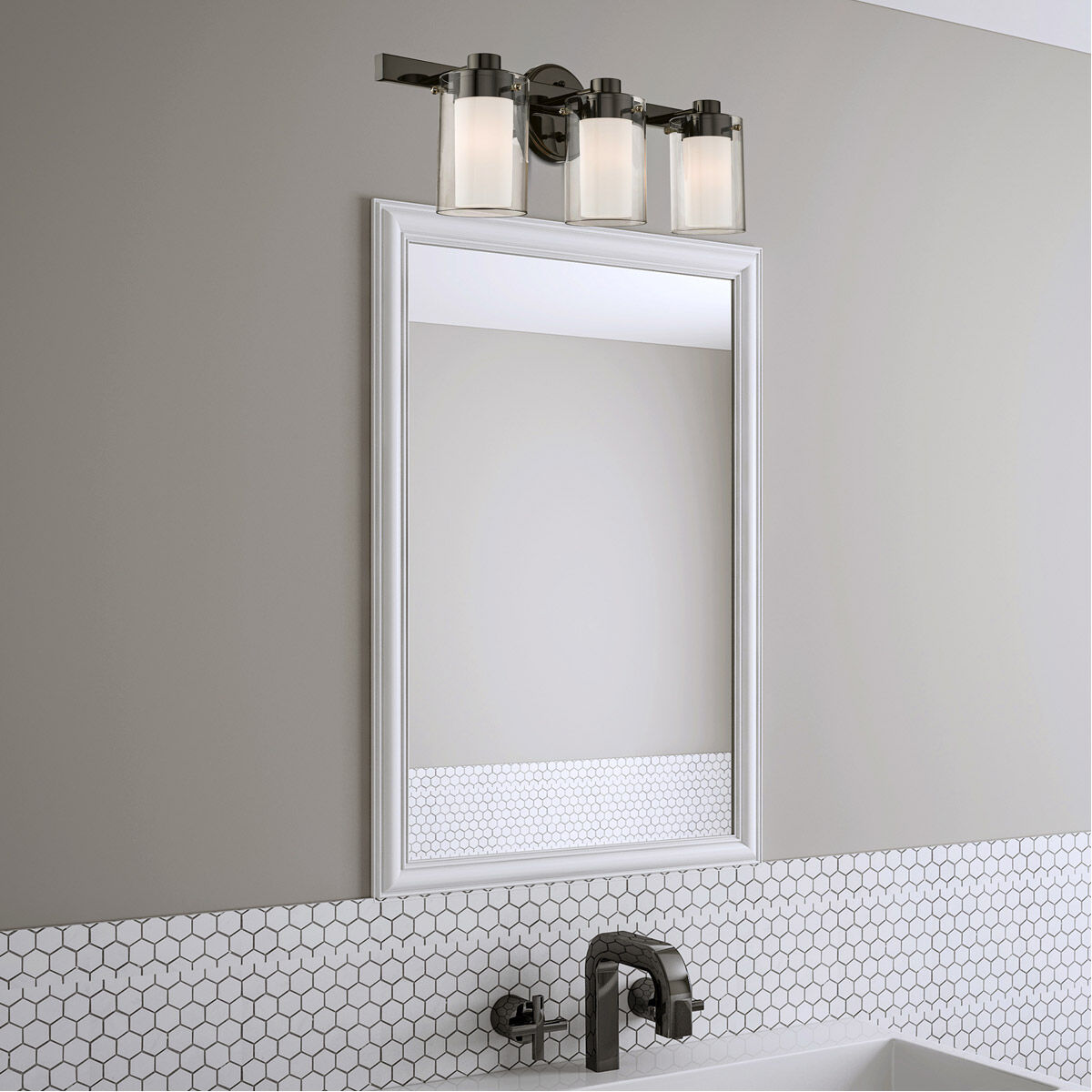 Manhattan 3 Light 23 inch Polished Black Chrome Vanity Sconce Wall Light