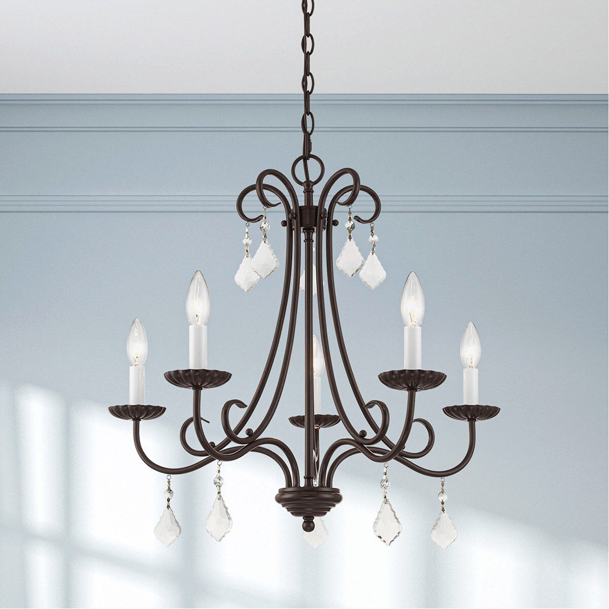 Daphne 5 Light 24.75 inch English Bronze Chandelier Ceiling Light