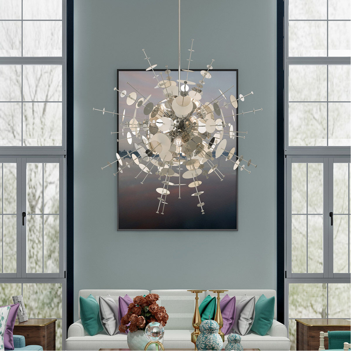 Circulo 12 Light 50 inch Polished Chrome Grand Foyer Pendant Chandelier Ceiling Light