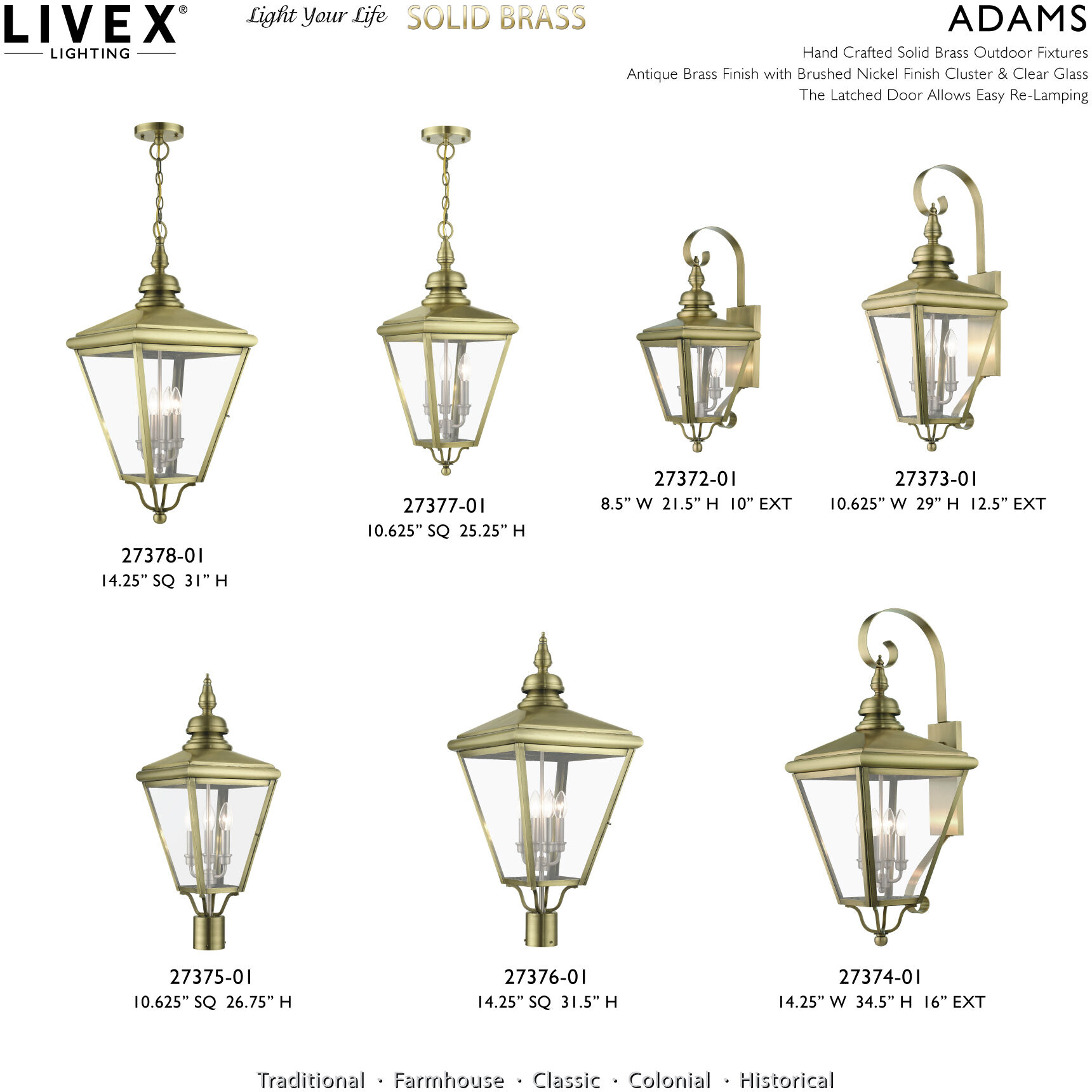 Adams 4 Light 14.25 inch Antique Brass with Brushed Nickel Finish Cluster Outdoor Extra Large Pendant Lantern Ceiling Light