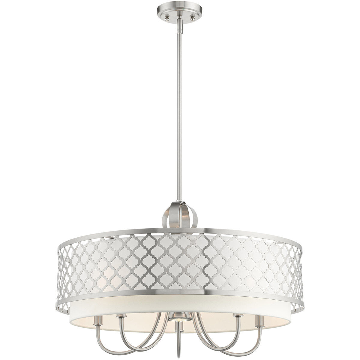 Arabesque 6 Light 24 inch Brushed Nickel Pendant Chandelier Ceiling Light