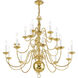 Williamsburgh 20 Light 36 inch Polished Brass Chandelier Ceiling Light