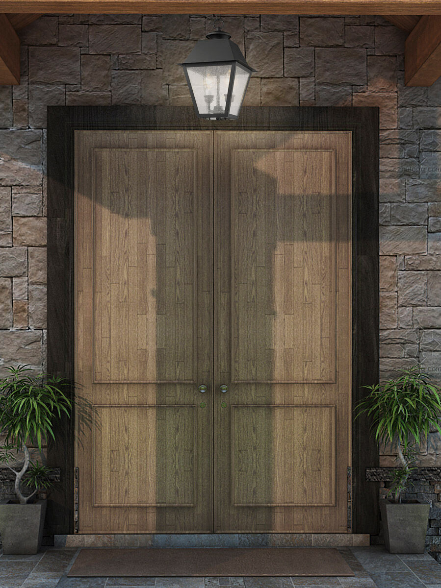 Mansfield 2 Light 9 inch Black Outdoor Pendant Lantern