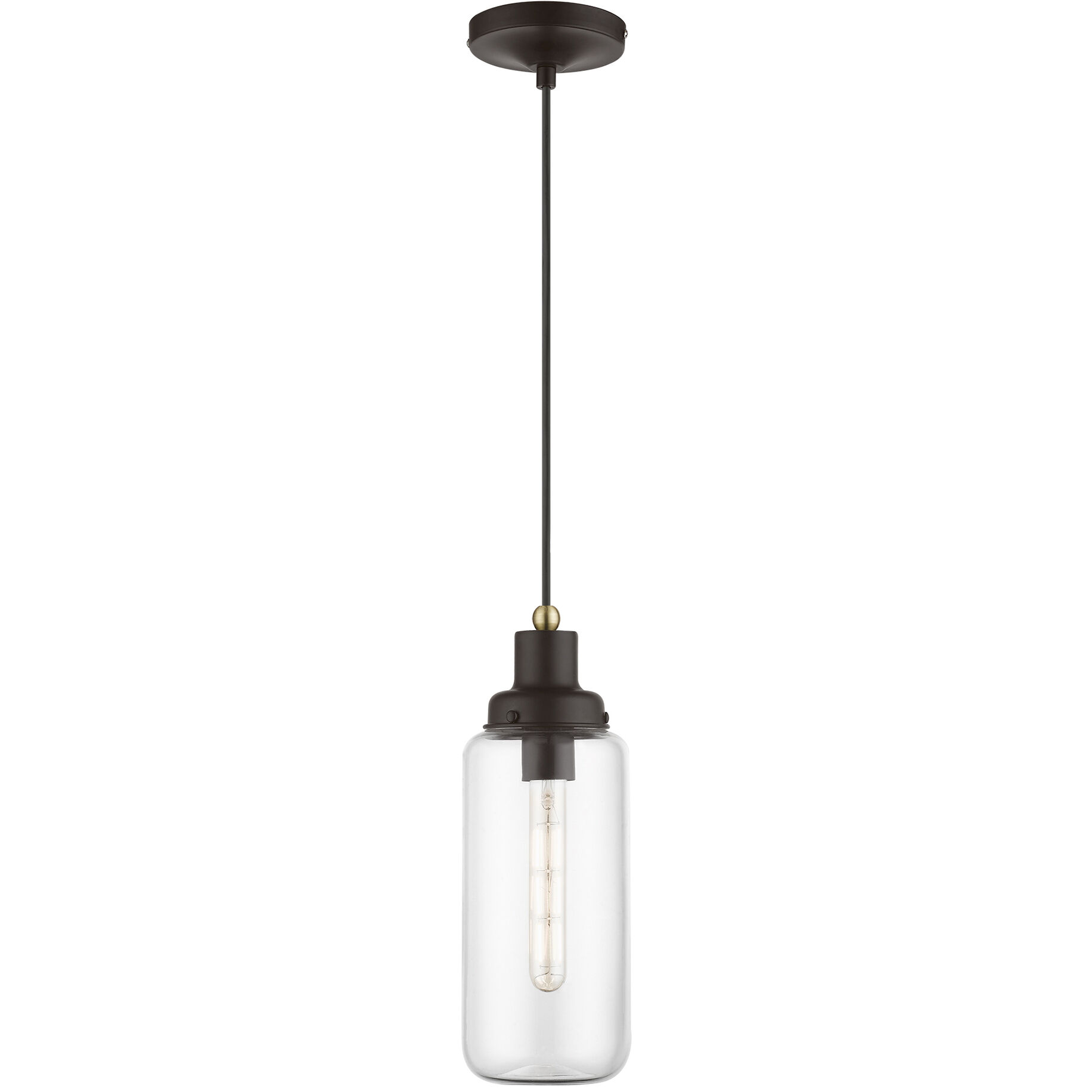Oakhurst 1 Light 5 inch Bronze with Antique Brass Accent Mini Pendant Ceiling Light