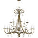 Daphne 18 Light 42 inch Antique Gold Leaf Chandelier Ceiling Light, Extra Large
