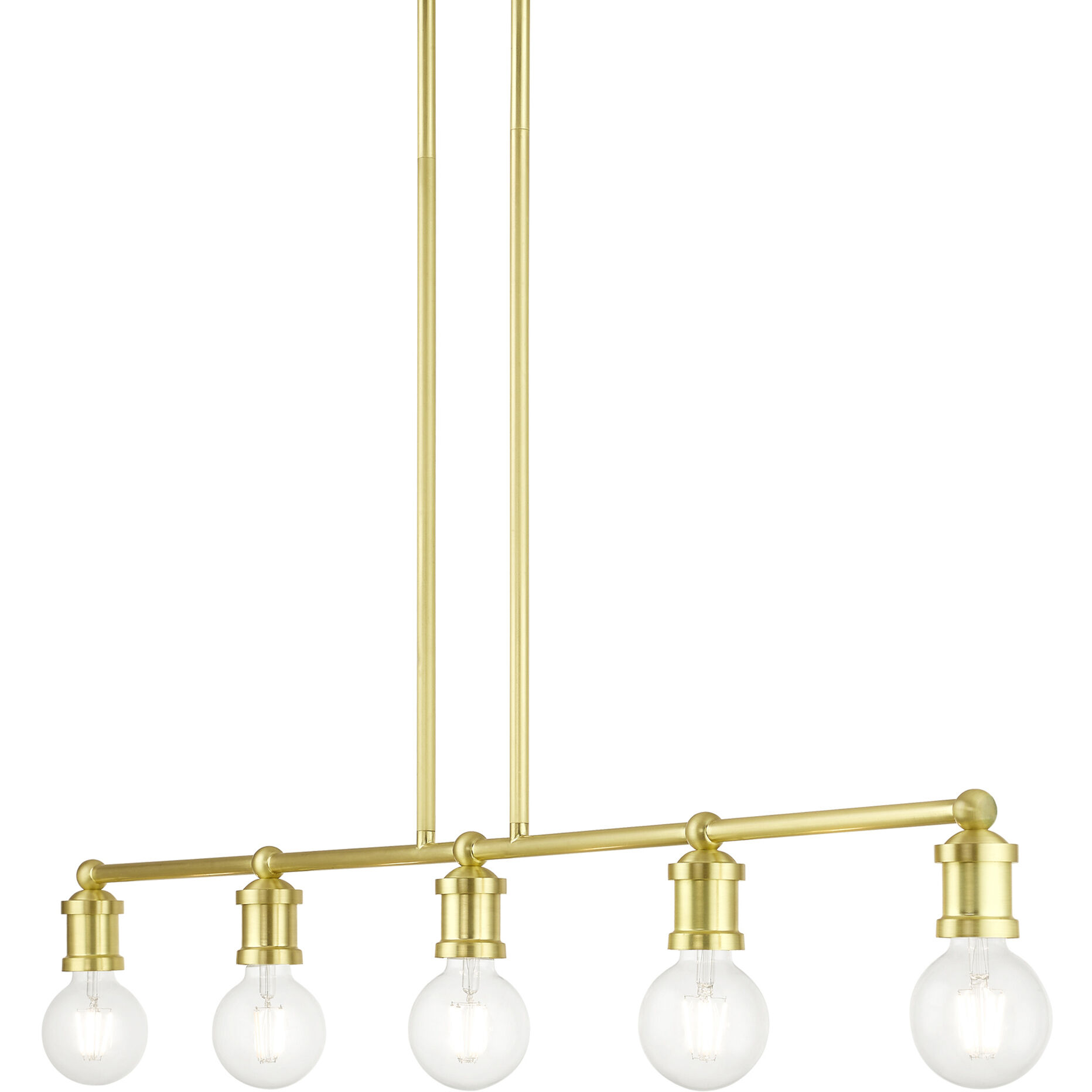Lansdale 5 Light 40 inch Satin Brass Linear Chandelier Ceiling Light, Large