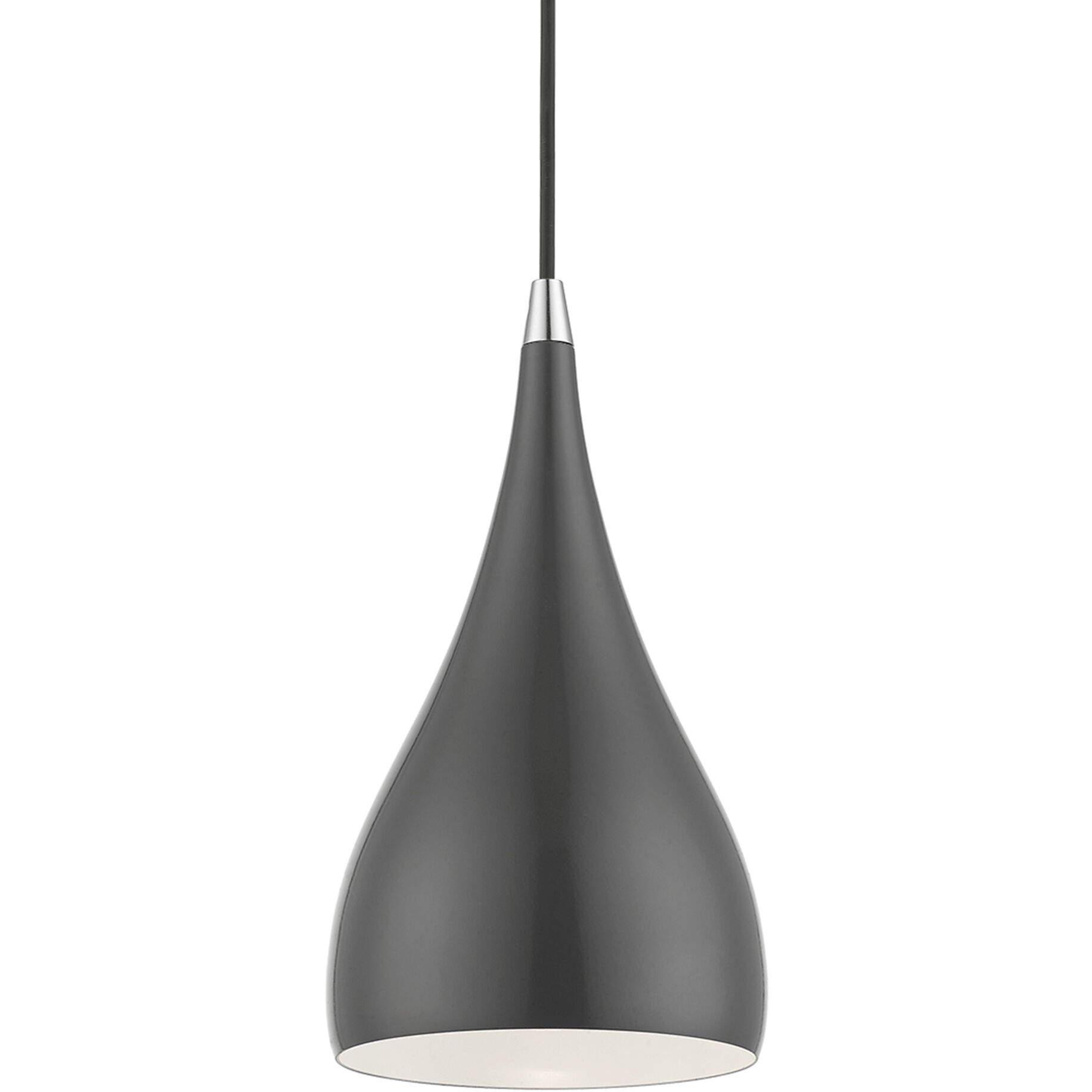 Amador 1 Light 6.25 inch Shiny Dark Gray with Polished Chrome Accents Mini Pendant Ceiling Light