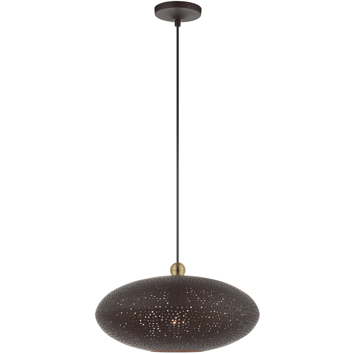 Dublin 1 Light 16 inch Bronze with Antique Brass Accents Pendant Ceiling Light