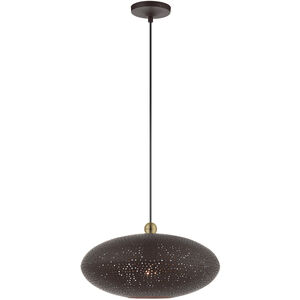 Dublin 1 Light 16 inch Bronze with Antique Brass Accents Pendant Ceiling Light