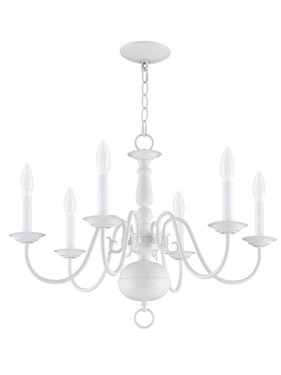 Williamsburgh 6 Light 24 inch White Chandelier Ceiling Light