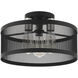 Industro 3 Light 15 inch Black with Brushed Nickel Accents Semi Flush Ceiling Light