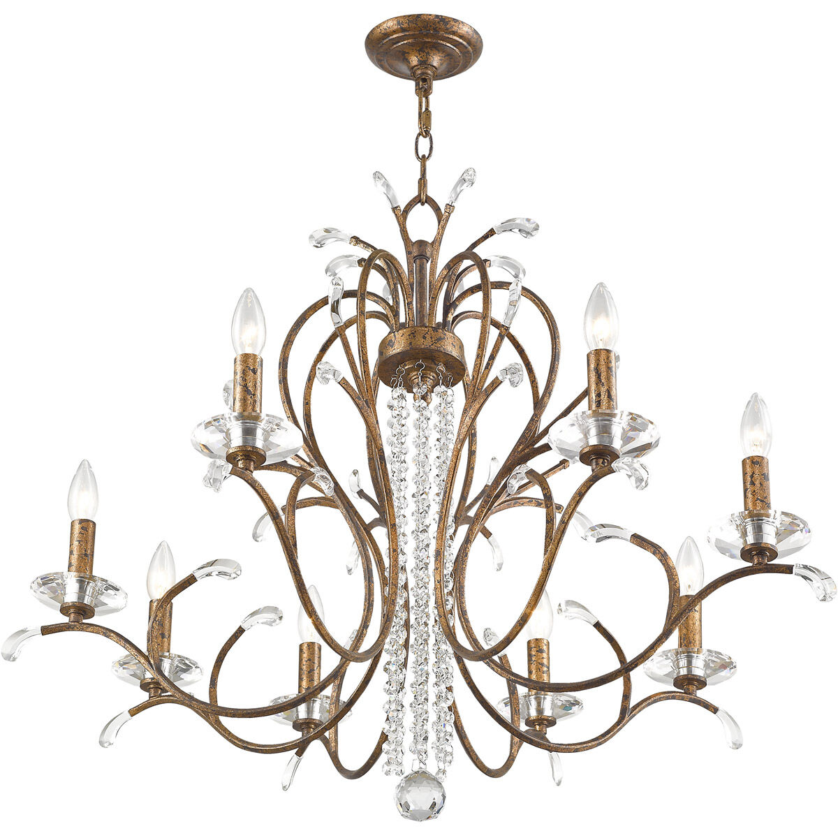 Serafina 8 Light 33 inch Hand Applied Venetian Golden Bronze Chandelier Ceiling Light