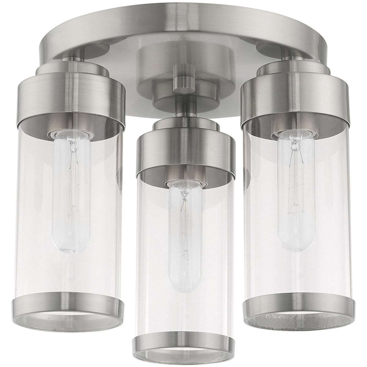 Hillcrest 3 Light 12 inch Brushed Nickel Semi-Flush Mount Ceiling Light