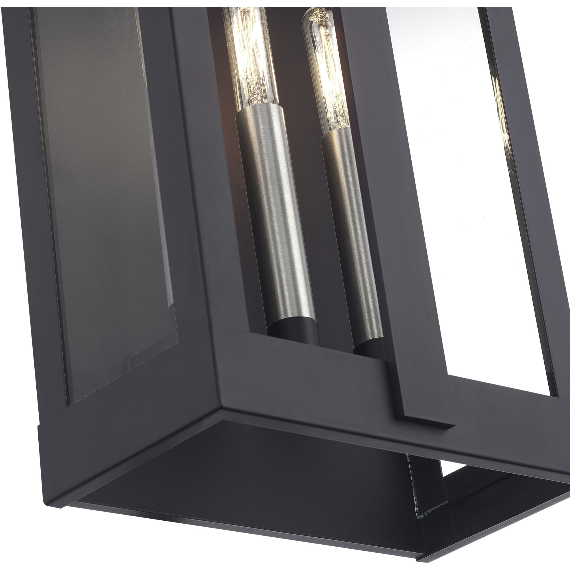 Berksford 3 Light 17 inch Black with Brushed Nickel Candles Outdoor Wall Lantern