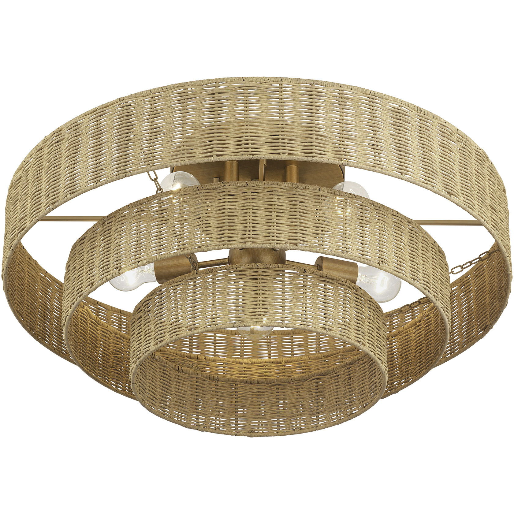 Weavington 5 Light 28 inch Antique Gold Leaf Semi Flush Mount Ceiling Light, Extra Large