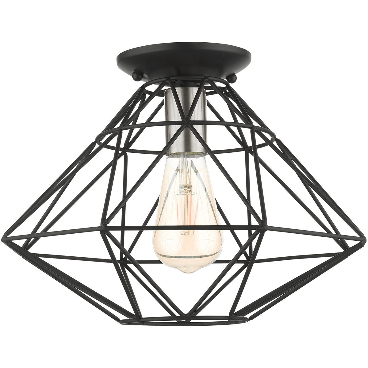 Geometric 1 Light 14 inch Black Flush Mount Ceiling Light