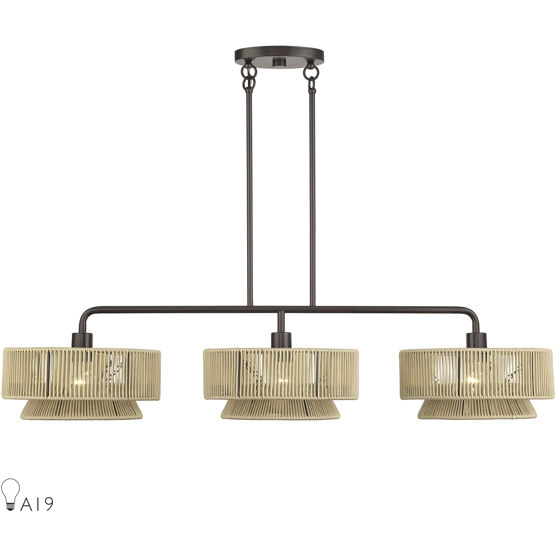 Florell 3 Light 47 inch English Bronze Linear Chandelier Ceiling Light, Extra Large