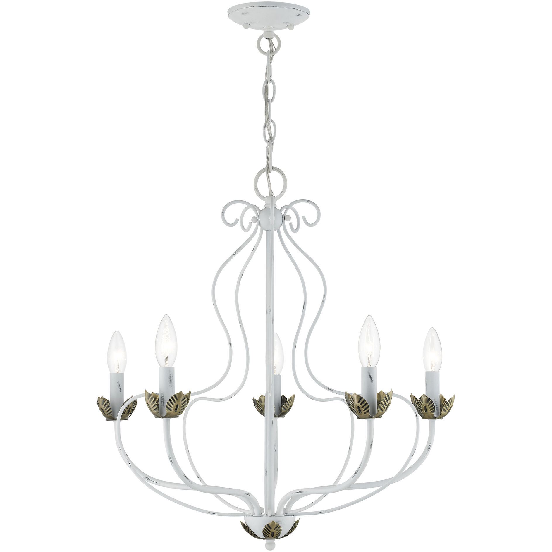 Katarina 5 Light 23 inch Antique White with Antique Brass Accents Chandelier Ceiling Light