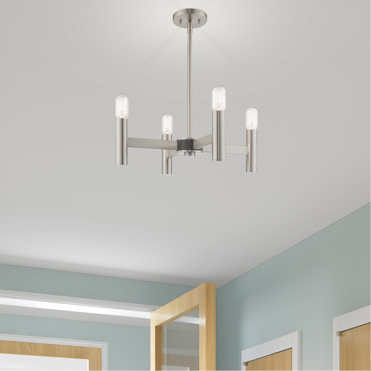Copenhagen 4 Light 20 inch Brushed Nickel Mini Chandelier Ceiling Light