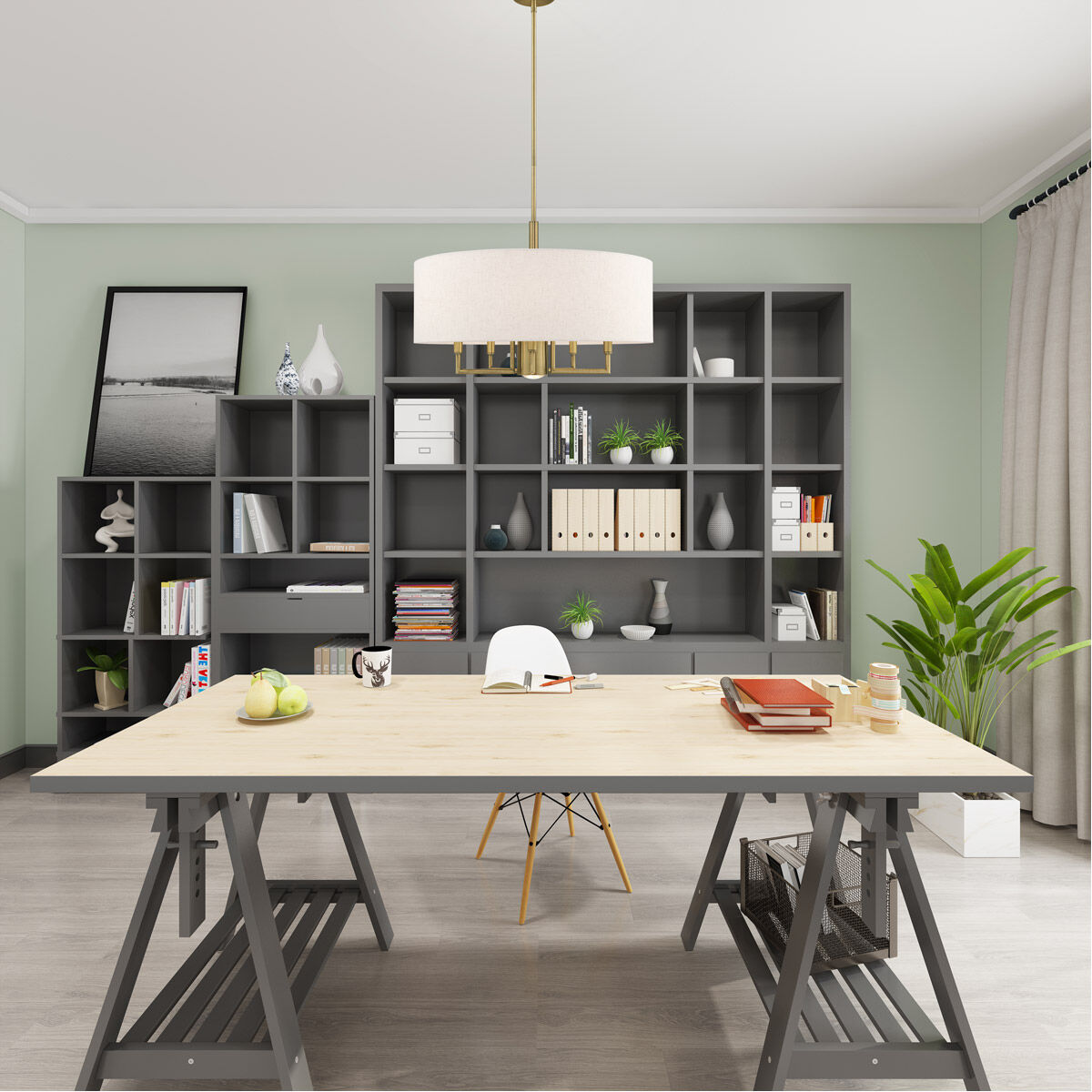 Meridian 6 Light 24 inch Antique Brass Pendant Chandelier Ceiling Light